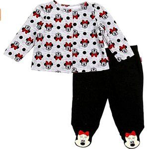 Minnie Mouse Baby Girls 3 Piece Fleece Set Size 3-6M Minnie Slippers Jacket